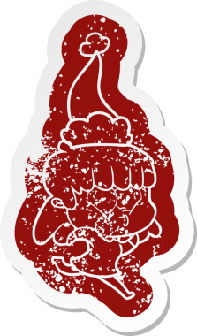 Bir insan tarafından çizilmiş Noel Baba şapkası giyen ıslık çalan bir kızın ilginç çizgi film ikonu.