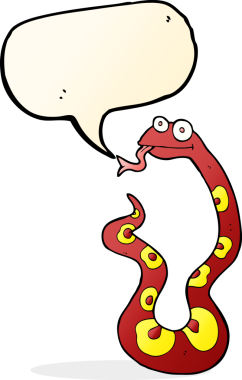 Bir insan tarafından çizilmiş konuşma balonlu çizgi film yılanı.