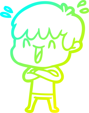 Bir insan tarafından çizilmiş gülen bir çizgi film karakteri çizimi.