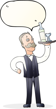 Bir insan tarafından çizilmiş serbest konuşma balonu çizgi film garsonu.