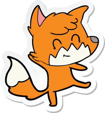 Bir insan tarafından çizilmiş bir çizgi film tilkisinin çıkartması.