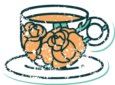 Bir bardağın ve bir insanın çizdiği çiçeklerin sembolik dövmesi.