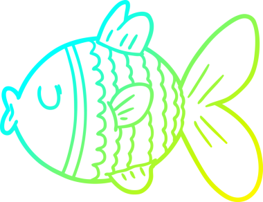 Bir insan tarafından çizilmiş bir karikatür balığının soğuk gradyan çizimi