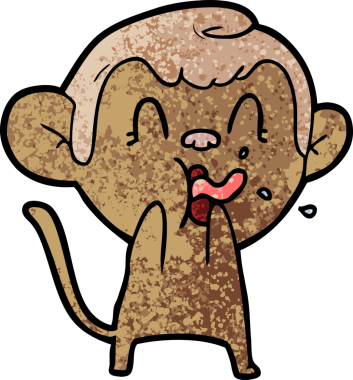 Bir insan tarafından çizilmiş çılgın çizgi film maymunu