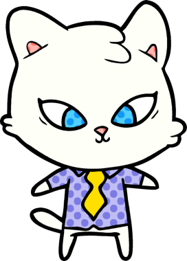 Bir insan tarafından çizilmiş sevimli çizgi film kedisi.