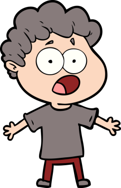 Bir insan tarafından çizilmiş bir karikatür adamı şaşkınlıkla nefes nefese kaldı.