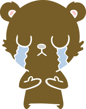 Bir insan tarafından çizilmiş düz renkli çizgi film ayısı.