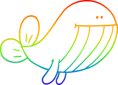 gökkuşağı gradyan çizgisi bir insan tarafından çizilmiş bir karikatür balinası