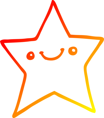 Bir insan tarafından çizilmiş mutlu bir çizgi film yıldızının sıcak çizgi çizimi