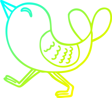 Bir insan tarafından çizilen kırmızı kuşun soğuk gradyan çizgisi