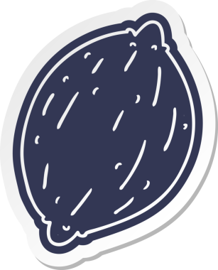 Bir insan tarafından çizilmiş tek bir cevizin çizgi film etiketi.