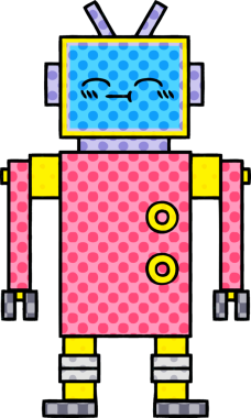 bir insan tarafından çizilmiş bir robotun çizgi roman tarzı