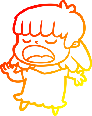 Bir insan tarafından yüksek sesle çizilmiş bir çizgi film kadını çizimi.