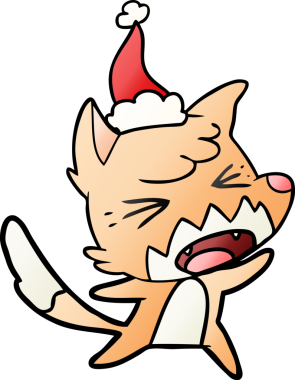 Kızgın el, bir insan tarafından çizilmiş Noel Baba şapkası giymiş bir tilkinin gradyan çizimi.