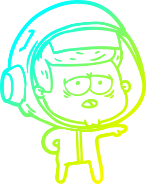 Bir insan tarafından çizilmiş soğuk gradyan çizgi çizimi yorgun astronot