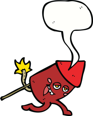 bir insan tarafından çizilmiş komik bir havai fişek karakteri.