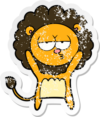 Bir insan tarafından çizilmiş sıkıntılı bir çizgi film çıkartması.