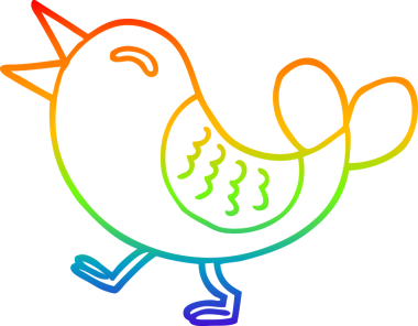 gökkuşağı gradyan çizgi çizimi bir insan tarafından çizilmiş kırmızı kuş