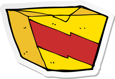 Bir insan tarafından çizilmiş karikatür makarna kutusunun etiketi.