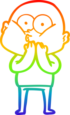 Gökkuşağı gradyan çizgi çizimi bir insan tarafından çizilmiş kel bir adamın çizimi