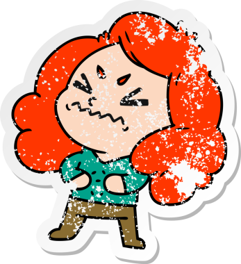 Bir insan tarafından çizilmiş tatlı kawai kızının serbest sticker 'ı.