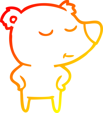 Bir insan tarafından çizilmiş mutlu çizgi film ayısının sıcak çizgi çizimi