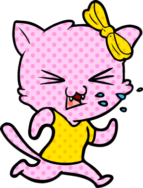 Bir insan tarafından çizilmiş çizgi film kedisi.