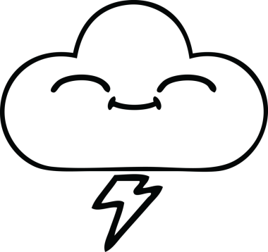 Bir insan tarafından çizilmiş bir gök gürültüsü bulutunun çizgi çizimi