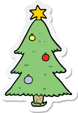 Bir insan tarafından çizilmiş bir karikatür noel ağacının çıkartması.