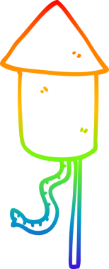 gökkuşağı gradyan çizgi çizimi bir insan tarafından çizilmiş bir roket