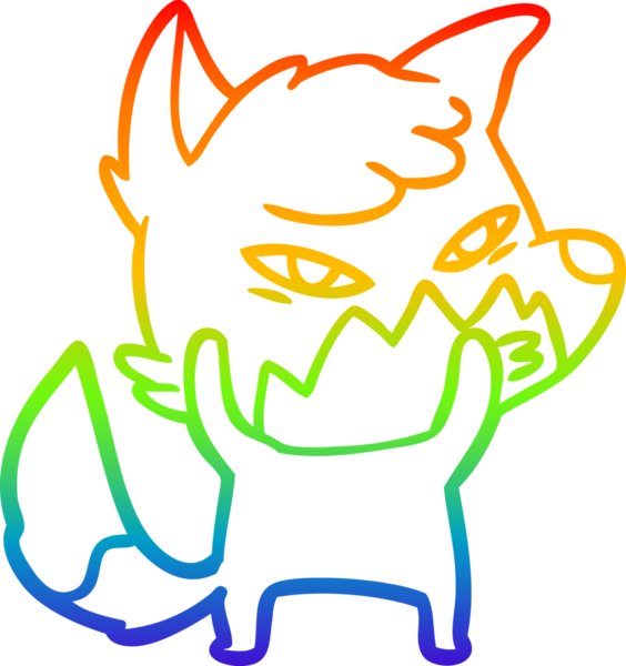 gökkuşağı gradyanı çizimi bir insan tarafından çizilmiş akıllı bir tilki çizgi filmi