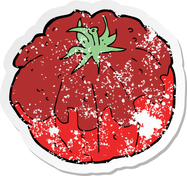 Bir insan tarafından çizilmiş bir domatesin gerilimli çıkartması.