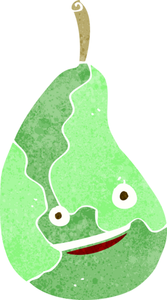 Bir insan tarafından çizilmiş mutlu bir armut.