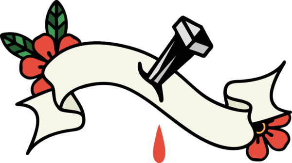 Bir insan tarafından çizilmiş demir çivi sancağıyla geleneksel dövme