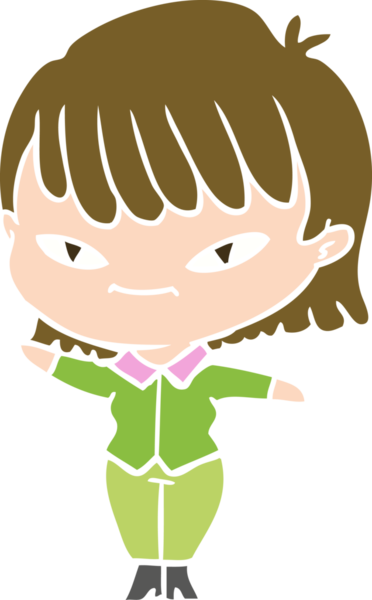 Bir insan tarafından çizilmiş düz renkli karikatür kadın