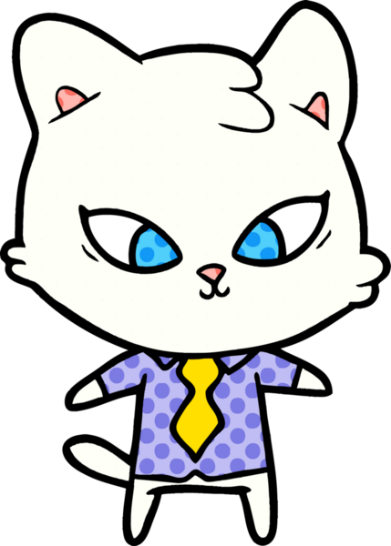 Bir insan tarafından çizilmiş sevimli çizgi film kedisi.
