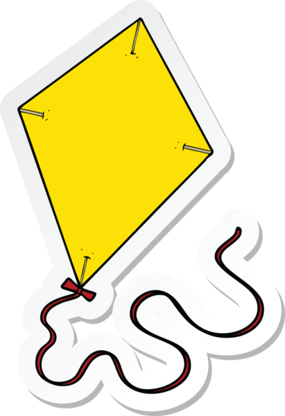 Bir insan tarafından çizilmiş uçan uçurtmanın çıkartması.