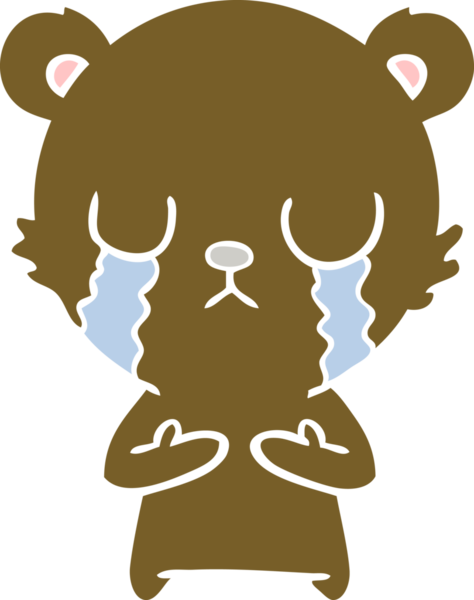 Bir insan tarafından çizilmiş düz renkli çizgi film ayısı.