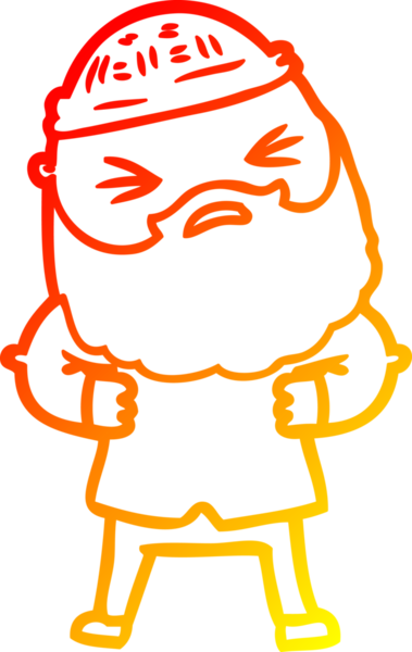 Bir insan tarafından çizilmiş sakallı bir çizgi film karakteri.