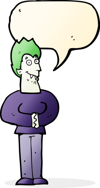 Bir insan tarafından çizilmiş, konuşma balonu olan bir vampir.