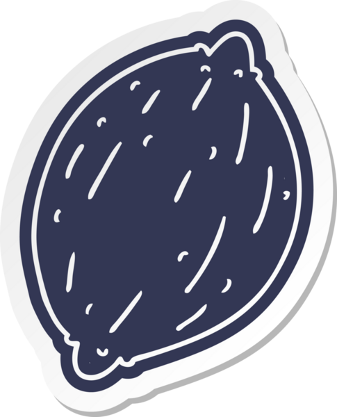 Bir insan tarafından çizilmiş tek bir cevizin çizgi film etiketi.