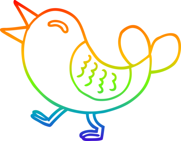 gökkuşağı gradyan çizgi çizimi bir insan tarafından çizilmiş kırmızı kuş