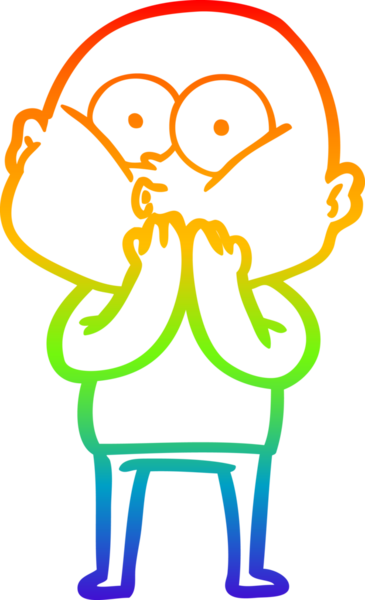 Gökkuşağı gradyan çizgi çizimi bir insan tarafından çizilmiş kel bir adamın çizimi