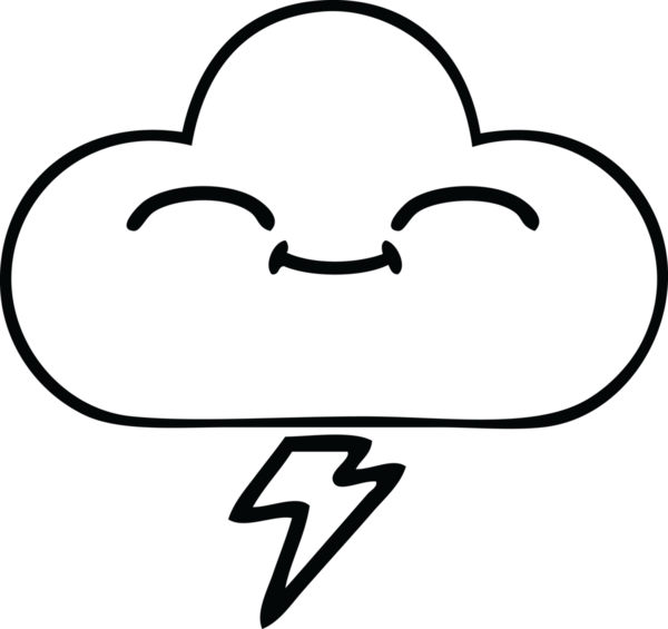 Bir insan tarafından çizilmiş bir gök gürültüsü bulutunun çizgi çizimi