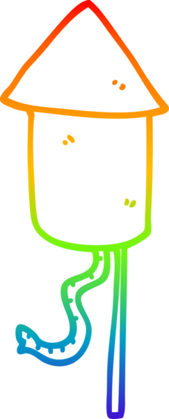 gökkuşağı gradyan çizgi çizimi bir insan tarafından çizilmiş bir roket