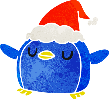 Bir insan tarafından çizilmiş Kawaii pengueninin eski bir karikatürü.