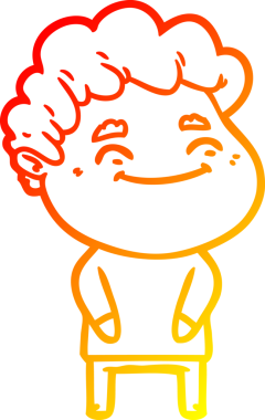 Bir insan tarafından çizilmiş, karikatür dostu bir adamın sıcak çizgi çizimi