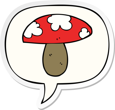 Bir insan tarafından çizilmiş konuşma balonu çıkartmalı mantar mantarı.