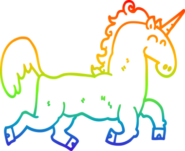 gökkuşağı gradyan çizgi çizimi bir insan tarafından çizilmiş tek boynuzlu at