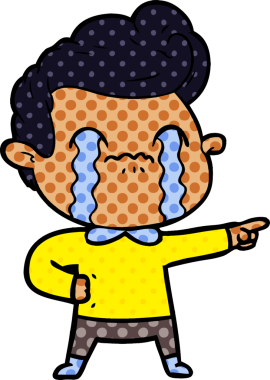 Bir insan tarafından çizilmiş ağlayan çizgi film adamı.